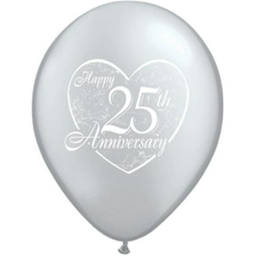 30 x 25th SILVER ANNIVERSARY 12" HELIUM QUALITY PEARLISED BALLOONS PA
